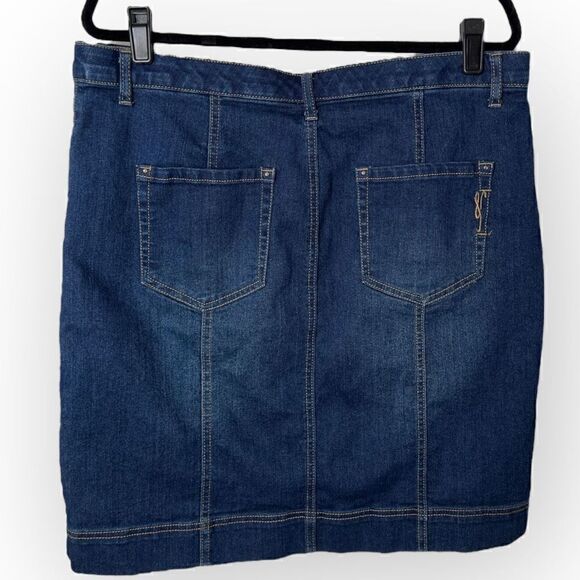 Style & Co Jeans Pencil Skirt with button closure women's size 14 Blue denim - Picture 4 of 6